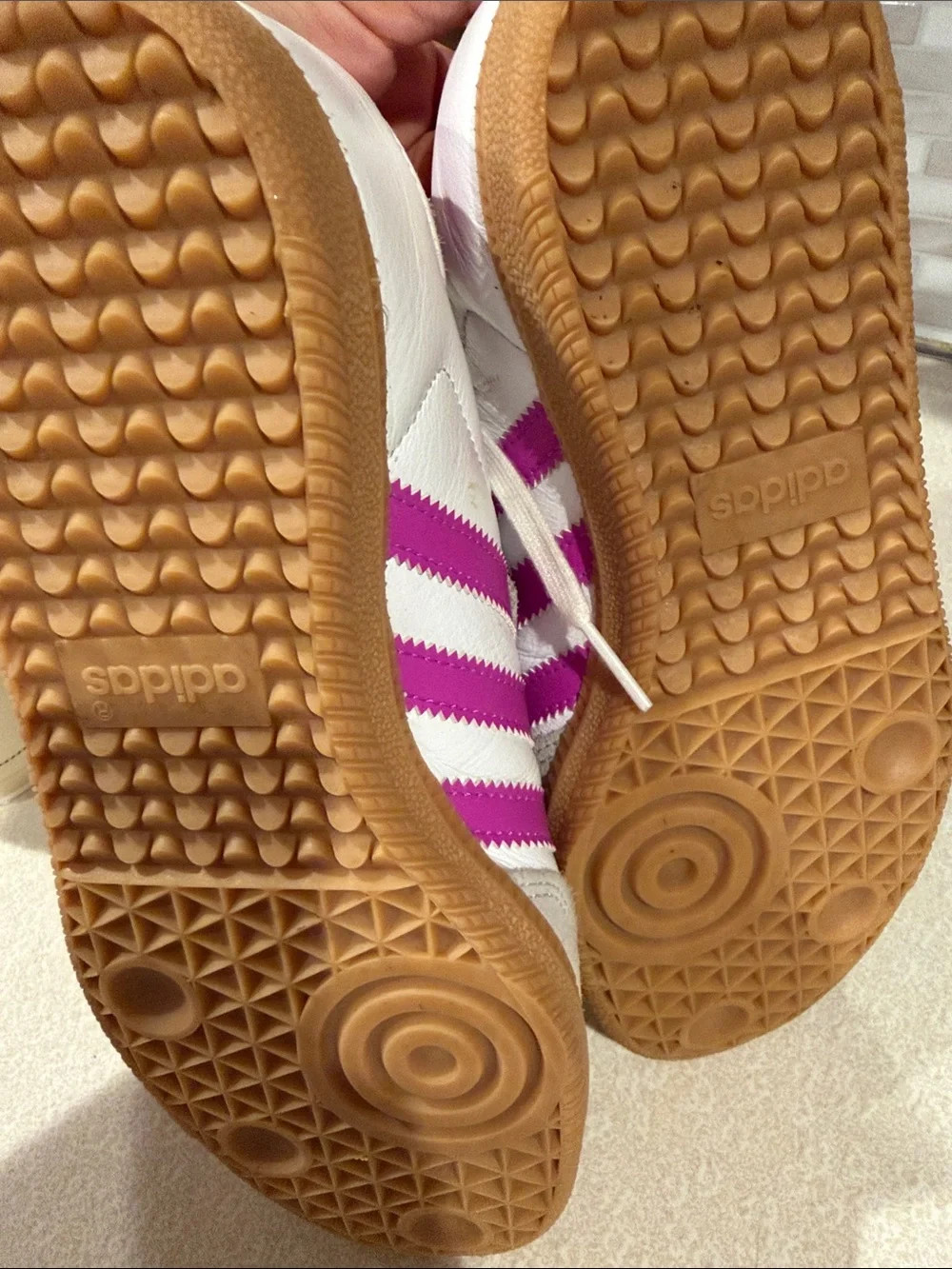 adidas Women's White & Pink Retro Samba Sneakers